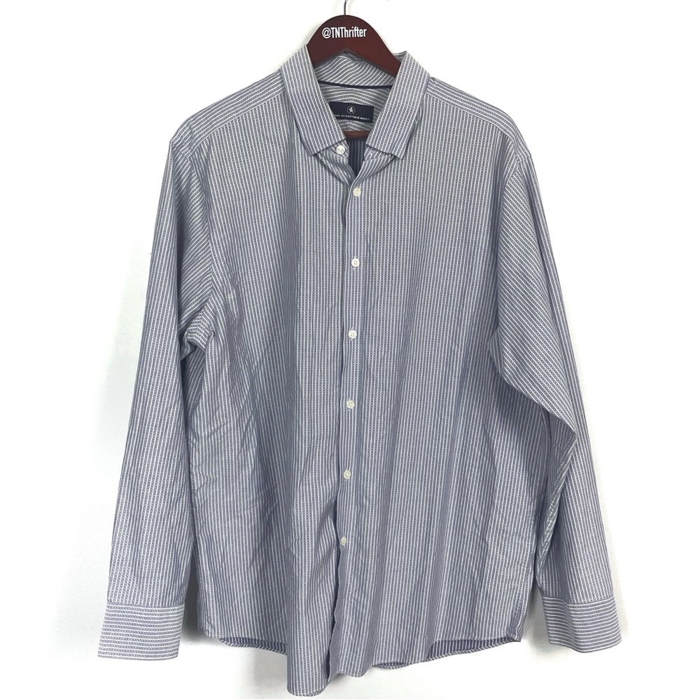 Hart Schaffner Marx Pinstripe Blue Button Down Dress Shirt Men's Size XL Career